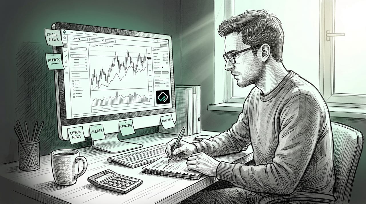 Trader working at home office funding setup