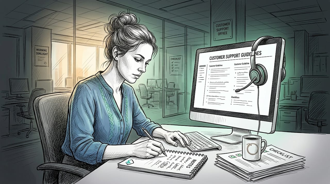 Woman preparing prop firm support checklist at desk