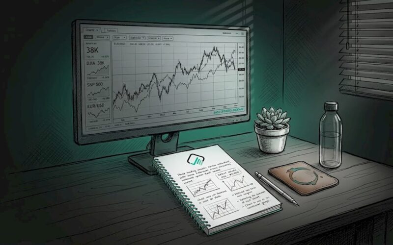 Man reviewing trading workflow at home desk