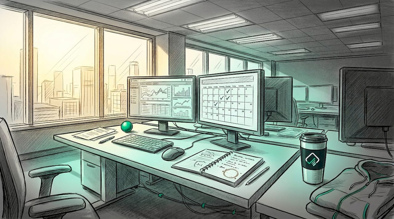 Trading team working in open workspace