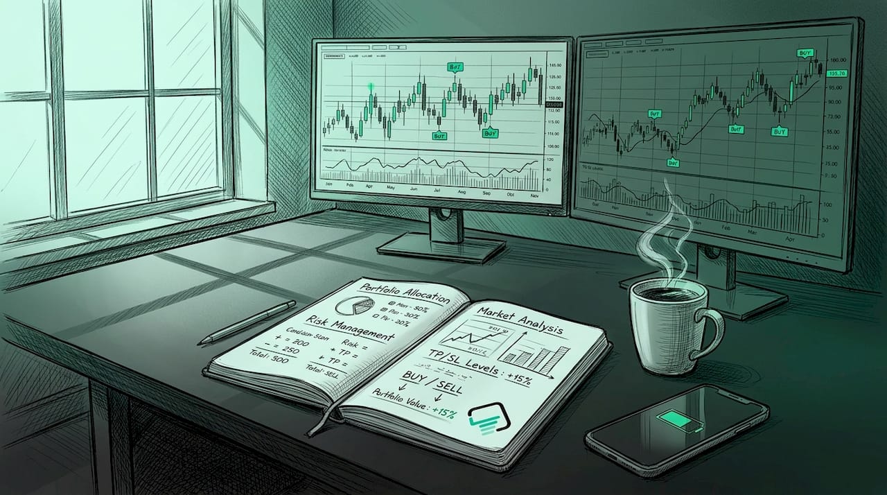 Trader analyzing prop account at home desk